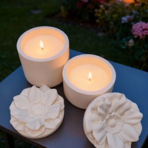 vela en tarro aromatizada con una magnolia en la tapa